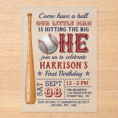 De grote honkbal van de eerste verjaardag acryl uitnodigingen (Voorkant)