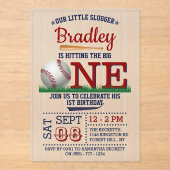 De grote honkbal van de eerste verjaardag acryl uitnodigingen (Voorkant)