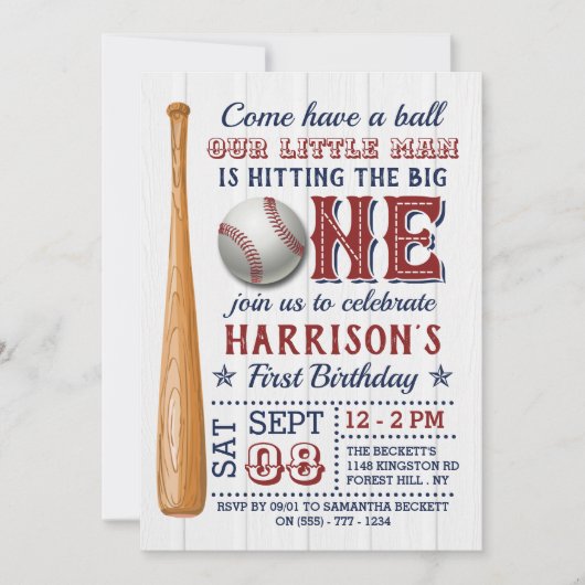 De grote honkbal van de eerste verjaardag kaart (Voorkant)