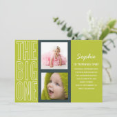 DE GROTE IN GROEN  | EERSTE BIRTHDAY-INVITATIE KAART (Staand voorkant)