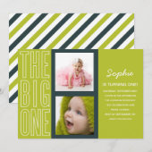 DE GROTE IN GROEN  | EERSTE BIRTHDAY-INVITATIE KAART (Voorkant / Achterkant)