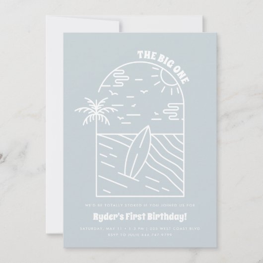 De grote | Jongen's 1e Surf Beach Verjaardag Kaart (Voorkant)