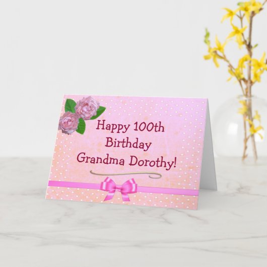 De grote Kaart van de Verjaardag van de Oma Roze (Gele Bloem)