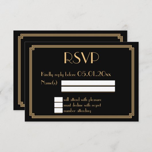 De grote Kaart van het Huwelijk RSVP van het Art (Voorkant / Achterkant)