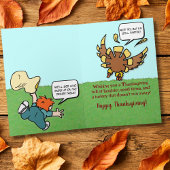 De grote kalkoen jaagt op een rare Thanksgiving Feestdagen Kaart