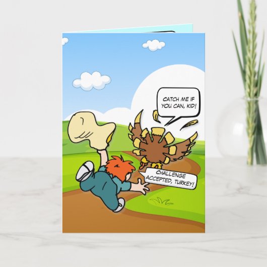 De grote kalkoen jaagt op een rare Thanksgiving Feestdagen Kaart (Voorkant)