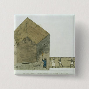 De Grote Kamer in de tweede piramide van Ghizeh, Vierkante Button 5,1 Cm