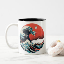 De Grote Kanagawa Retro Golf Tweekleurige Koffiemok