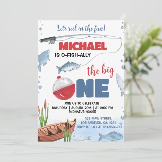 De grote kleine visser verjaardag uitnodiging (Staand voorkant)