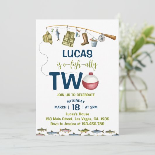 De grote kleine visser verjaardag uitnodiging (Staand voorkant)