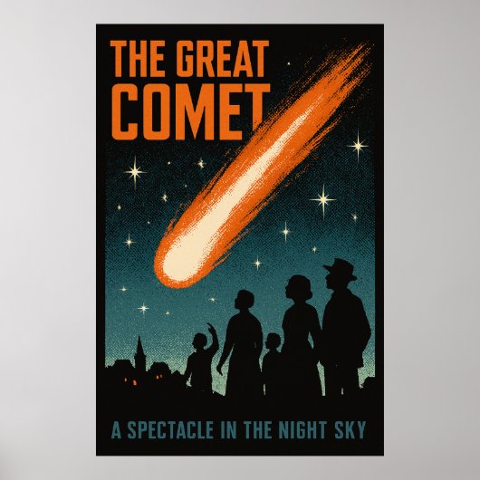 De grote komeet -  nachtelijke hemel poster (Voorkant)