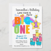 De grote Llamas 1e verjaardag Uitnodiging (Voorkant)