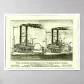 De grote Mississippi Steamboot Race - Afdrukken Poster (Voorkant)