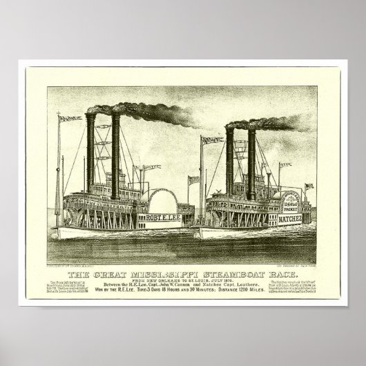 De grote Mississippi Steamboot Race - Afdrukken Poster (Voorkant)