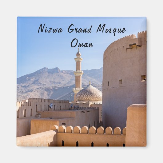 De Grote moskee en de minaret in Nizwa - Oman Magneet (Voorkant)