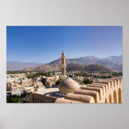De Grote moskee en de minaret in Nizwa - Oman Poster