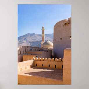 De Grote moskee en minaret in Nizwa - Oman Poster