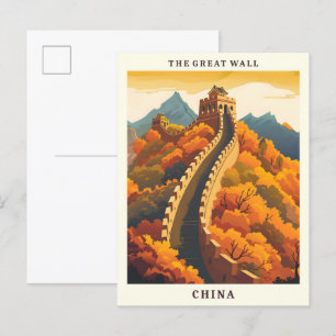 De Grote Muur China Elegante Kunst Vintage Reizen Briefkaart
