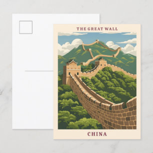 De Grote Muur China Elegante Kunst Vintage Reizen Briefkaart