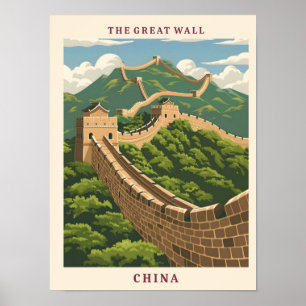De Grote Muur China Elegante Kunst Vintage Reizen Poster