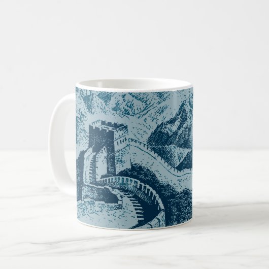 De Grote Muur in Blauw Koffiemok (Voorkant links)