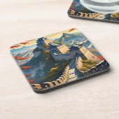 De grote muur van China kunst Bier Onderzetter (Linkerzijde)