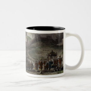 De Grote Muur van China, uit 'China in een reeks v Tweekleurige Koffiemok