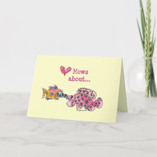 De grote Natte Vissen van de Cartoon van de Kus Feestdagen Kaart (Voorkant)