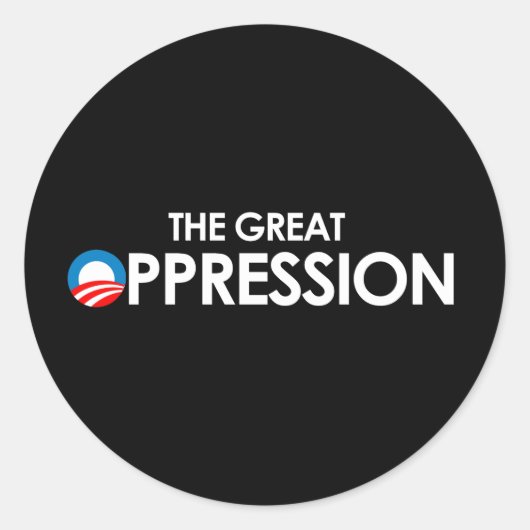 De Grote Onderdrukking wit Ronde Sticker (Voorkant)