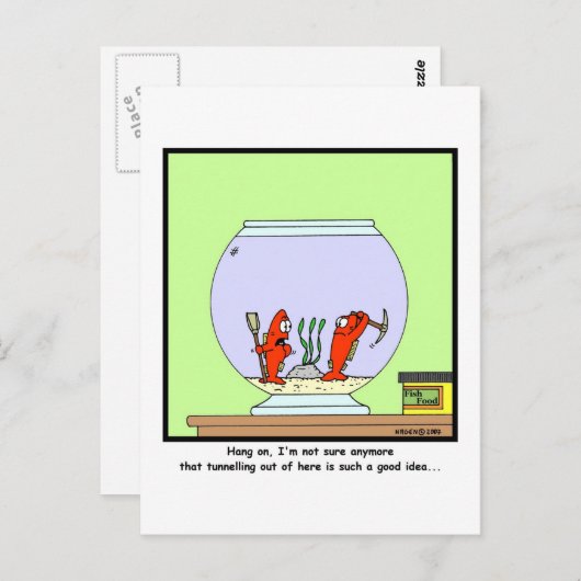 De grote ontsnapping: Goldfish cartoon Briefkaart (Voorkant / Achterkant)