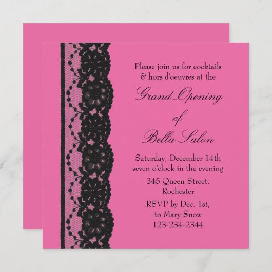 De Grote Openende Franse Lace Fuchsia Kaart (Voorkant / Achterkant)