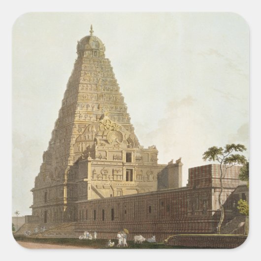 De Grote Pagoda, Tanjore, bord XXIV uit 'Orient' Vierkante Sticker (Voorkant)