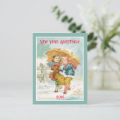 De grote paraplu Nieuwjaar Groeten Briefkaart (Staand voorkant)