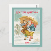 De grote paraplu Nieuwjaar Groeten Briefkaart (Voorkant / Achterkant)