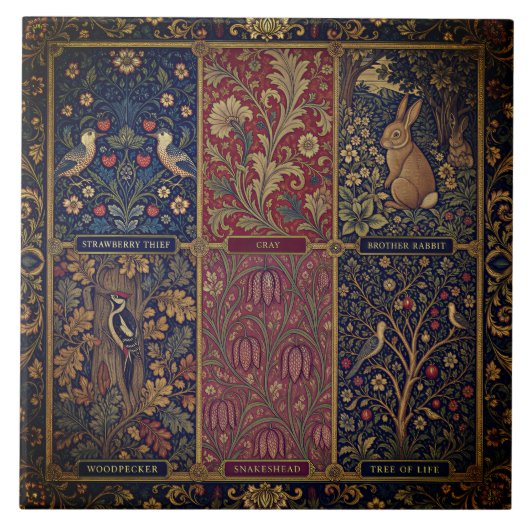De grote patchworkcollage van William Morris Tegeltje (Voorkant)