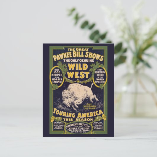 De grote Pawnee Bill Shows,  Circus Poster Briefkaart (Staand voorkant)