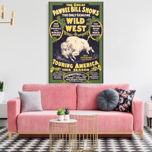De grote Pawnee Bill Shows,  Circus Poster Canvas Afdruk (Insitu (Woonkamer))