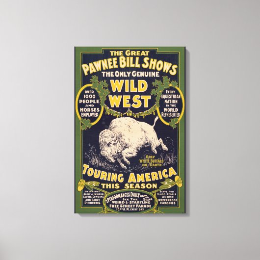 De grote Pawnee Bill Shows,  Circus Poster Canvas Afdruk (Voorkant)