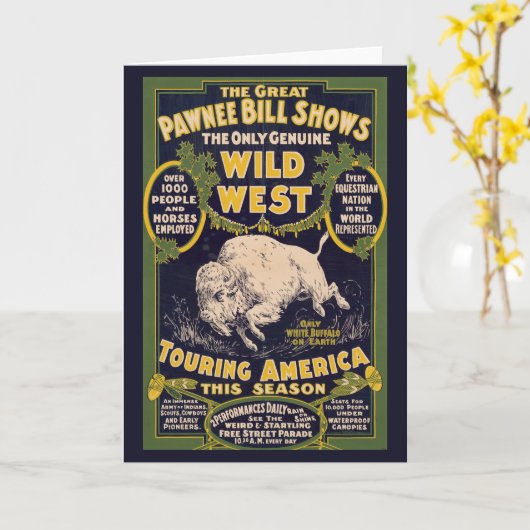 De grote Pawnee Bill Shows,  Circus Poster Kaart (Gele Bloem)