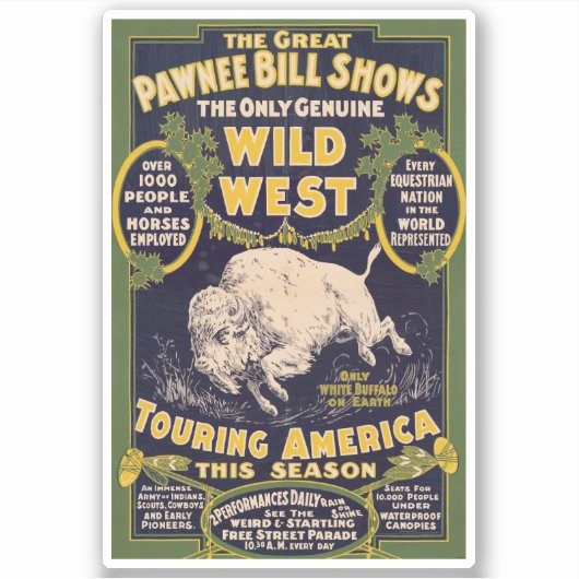 De grote Pawnee Bill Shows,  Circus Poster Sticker (Voorkant)