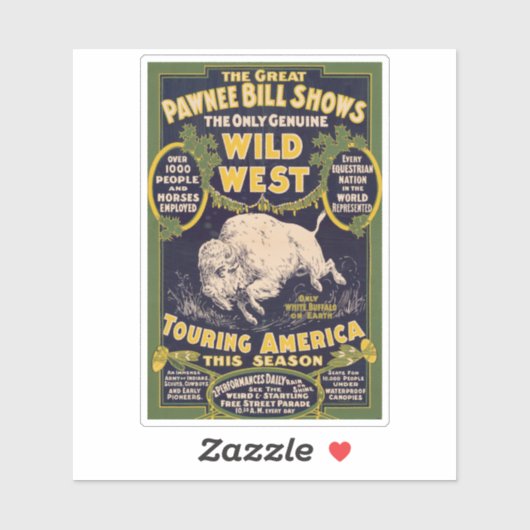 De grote Pawnee Bill Shows,  Circus Poster Sticker (Vel)
