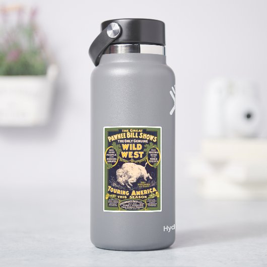 De grote Pawnee Bill Shows, Circus Poster Sticker (HydroFlask)