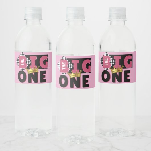 De grote| PINK Retro Hip Hop 1st verjaardag Waterfles Etiket (Flessen)