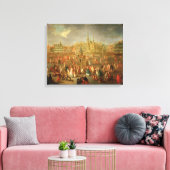 De Grote Plaats tijdens Mardi Gras, Cambrai, 1765 Canvas Afdruk (Insitu (Woonkamer))