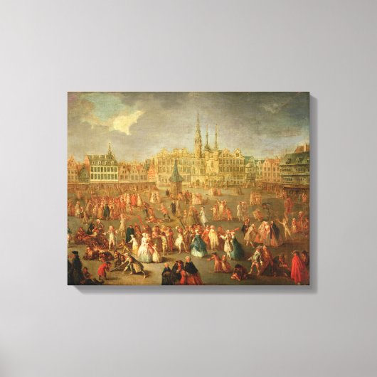 De Grote Plaats tijdens Mardi Gras, Cambrai, 1765 Canvas Afdruk (Voorkant)