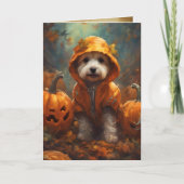 De grote pompoen puppy, Schattigee Halloween groet Kaart (Voorkant)