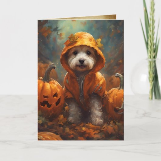De grote pompoen puppy, Schattigee Halloween groet Kaart (Voorkant)