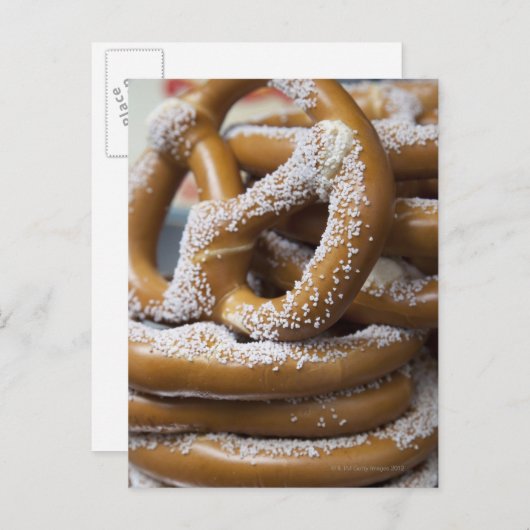 De grote pretzels van de New Yorkse straatverkoper Briefkaart (Voorkant / Achterkant)