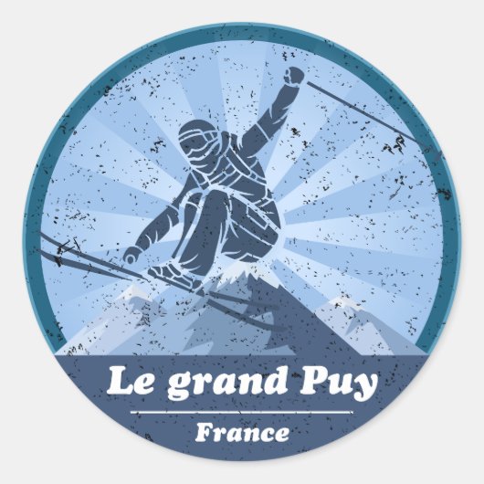 De grote puy en Champsaur Skiër Ronde Sticker (Voorkant)