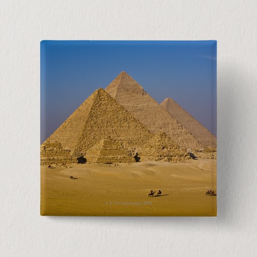 De Grote Pyramiden van Giza, Egypte Vierkante Button 5,1 Cm (Voorkant)